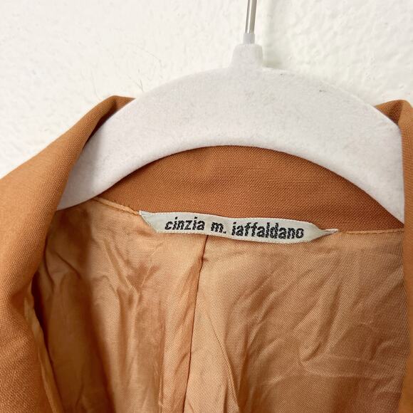 [Vintage] Cinzia M. Iaffaldano Size Medium M Cognac Brown Wool Cropped Jacket - Picture 10 of 12